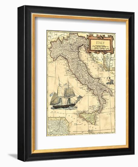 Italy Map-Vision Studio-Framed Premium Giclee Print