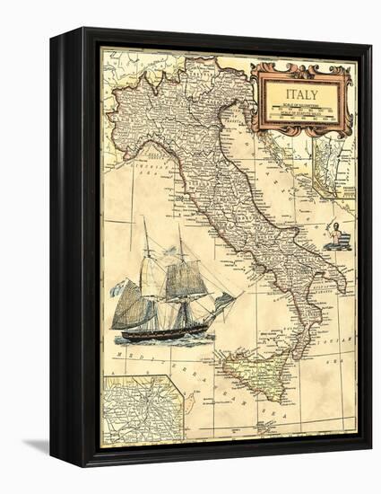 Italy Map-Vision Studio-Framed Stretched Canvas