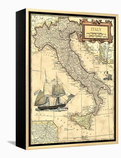 Italy Map-Vision Studio-Framed Stretched Canvas