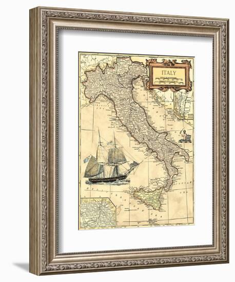 Italy Map-Vision Studio-Framed Art Print