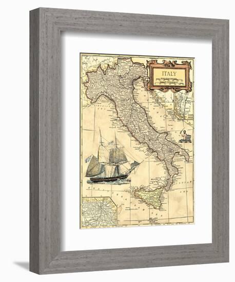 Italy Map-Vision Studio-Framed Art Print