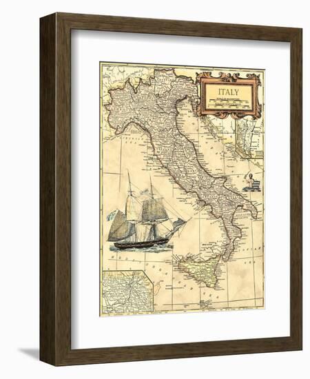 Italy Map-Vision Studio-Framed Art Print