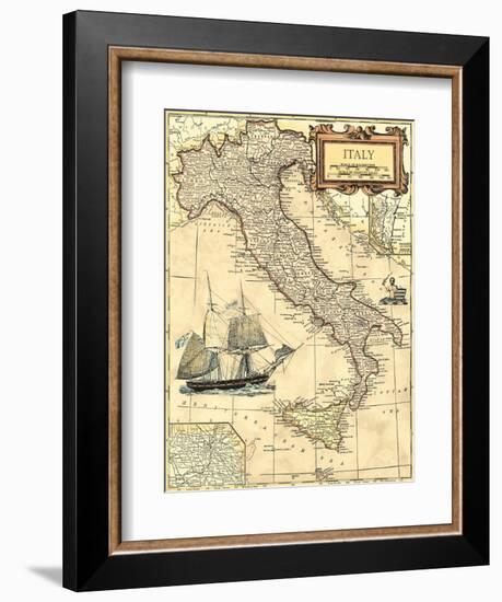 Italy Map-Vision Studio-Framed Art Print