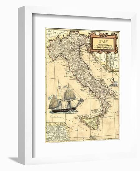 Italy Map-Vision Studio-Framed Art Print