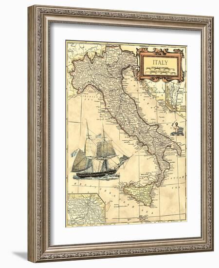 Italy Map-Vision Studio-Framed Art Print