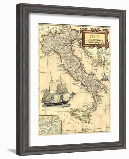 Italy Map-Vision Studio-Framed Art Print