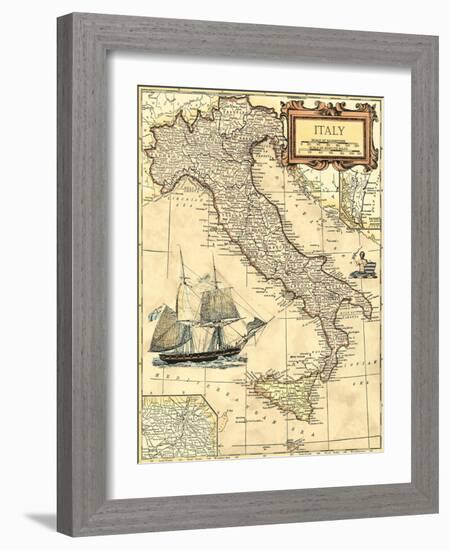 Italy Map-Vision Studio-Framed Art Print