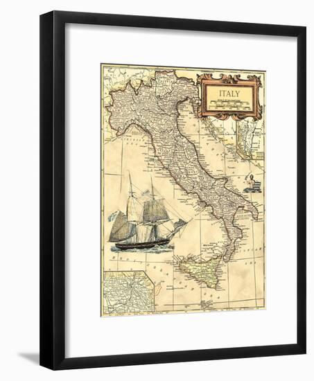 Italy Map-Vision Studio-Framed Art Print