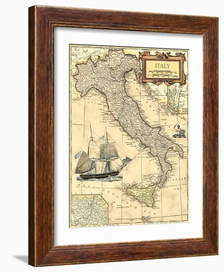 Italy Map-Vision Studio-Framed Art Print