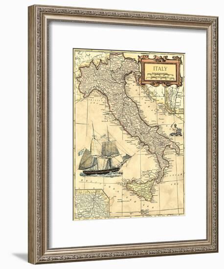 Italy Map-Vision Studio-Framed Art Print