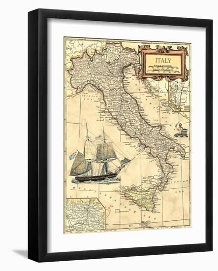 Italy Map-Vision Studio-Framed Art Print