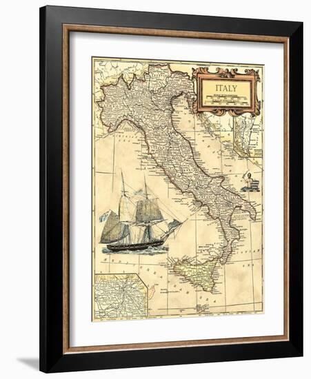 Italy Map-Vision Studio-Framed Art Print