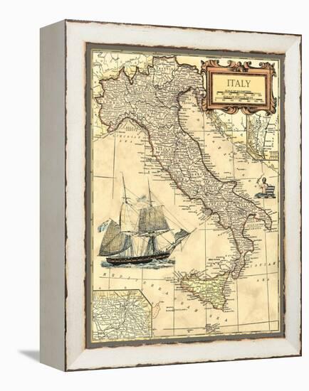 Italy Map-Vision Studio-Framed Stretched Canvas