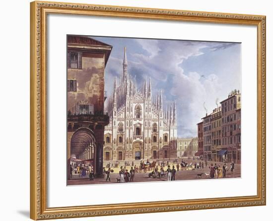 Italy, Milan, Piazza Duomo, 1835-null-Framed Giclee Print