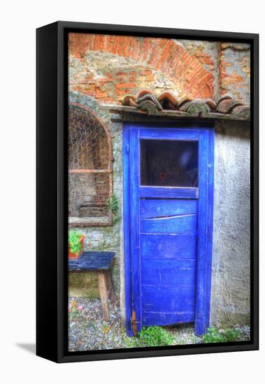 Italy, Monterigioni, Old Hand Painted Doors in Back Alley of Town.-Terry Eggers-Framed Premier Image Canvas