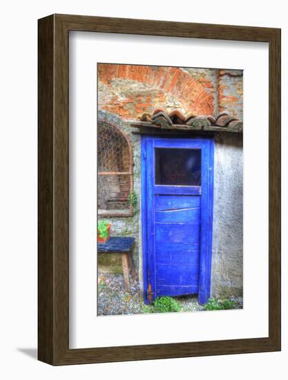 Italy, Monterigioni, Old Hand Painted Doors in Back Alley of Town.-Terry Eggers-Framed Photographic Print