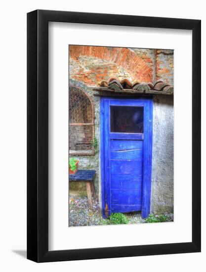 Italy, Monterigioni, Old Hand Painted Doors in Back Alley of Town.-Terry Eggers-Framed Photographic Print