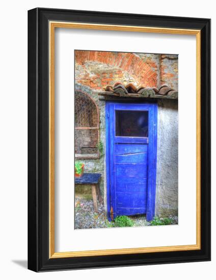 Italy, Monterigioni, Old Hand Painted Doors in Back Alley of Town.-Terry Eggers-Framed Photographic Print