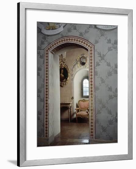 Italy, Morando Bolognini Castle, Mozza Tower, Throne Room with Entrance to Golden Salon-null-Framed Giclee Print