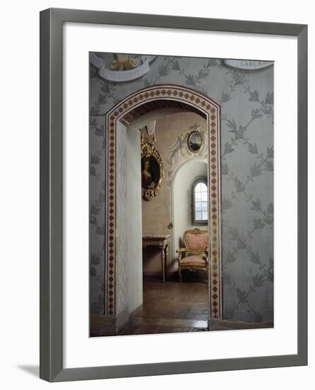 Italy, Morando Bolognini Castle, Mozza Tower, Throne Room with Entrance to Golden Salon-null-Framed Giclee Print