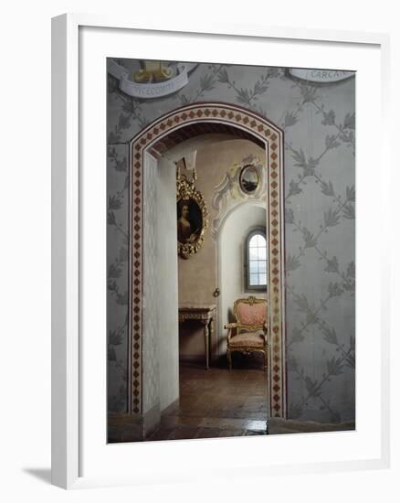 Italy, Morando Bolognini Castle, Mozza Tower, Throne Room with Entrance to Golden Salon-null-Framed Giclee Print