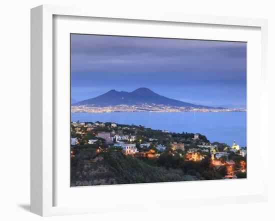 Italy, Naples, View of Naples, Posillipo Town and Mt. Vesuvius-Michele Falzone-Framed Photographic Print