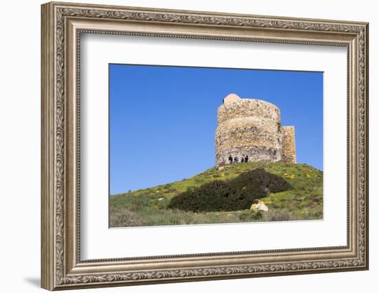 Italy, Oristano. Tourists Enjoy the View around the Torre Spagnola Di San Giovanni Di Sinis-Alida Latham-Framed Photographic Print