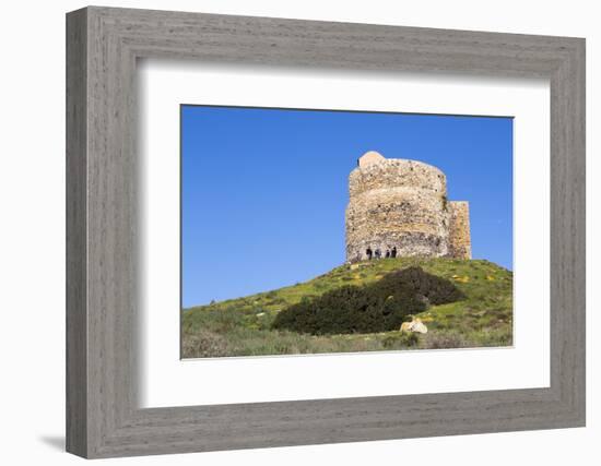 Italy, Oristano. Tourists Enjoy the View around the Torre Spagnola Di San Giovanni Di Sinis-Alida Latham-Framed Photographic Print