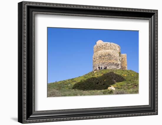 Italy, Oristano. Tourists Enjoy the View around the Torre Spagnola Di San Giovanni Di Sinis-Alida Latham-Framed Photographic Print