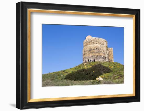 Italy, Oristano. Tourists Enjoy the View around the Torre Spagnola Di San Giovanni Di Sinis-Alida Latham-Framed Photographic Print