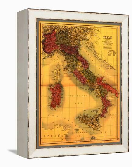 Italy - Panoramic Map-Lantern Press-Framed Stretched Canvas