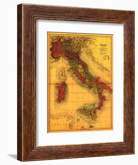 Italy - Panoramic Map-Lantern Press-Framed Art Print