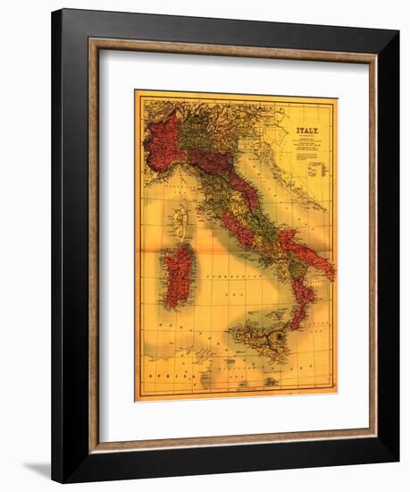 Italy - Panoramic Map-Lantern Press-Framed Art Print