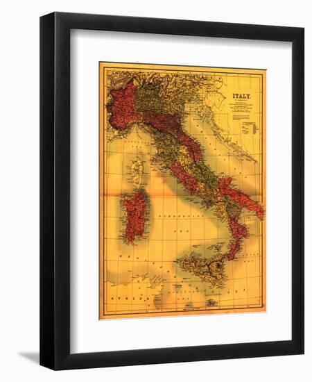 Italy - Panoramic Map-Lantern Press-Framed Art Print