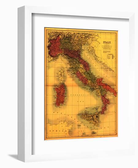 Italy - Panoramic Map-Lantern Press-Framed Art Print