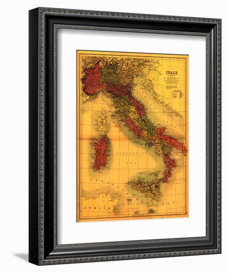 Italy - Panoramic Map-Lantern Press-Framed Art Print