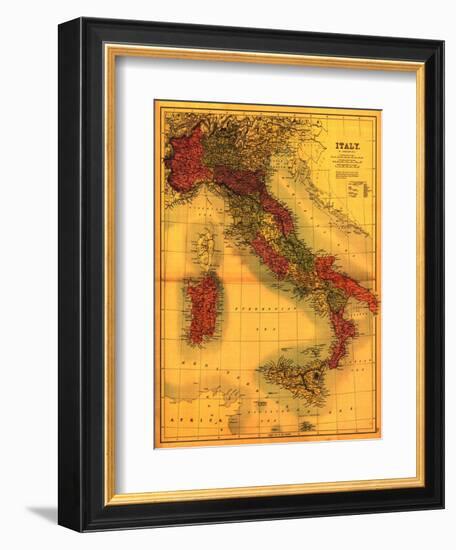 Italy - Panoramic Map-Lantern Press-Framed Art Print