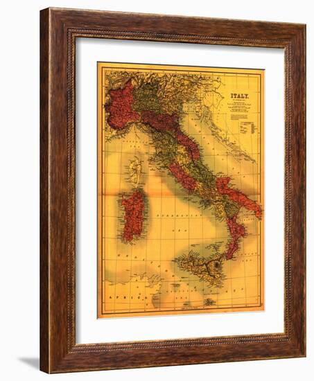 Italy - Panoramic Map-Lantern Press-Framed Art Print