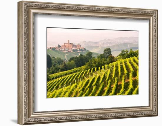 Italy, Piedmont,Cuneo district, Langhe, Castiglione Falletto, the vineyards and the castle of Casti-ClickAlps-Framed Photographic Print