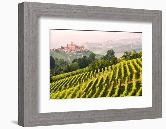 Italy, Piedmont,Cuneo district, Langhe, Castiglione Falletto, the vineyards and the castle of Casti-ClickAlps-Framed Photographic Print