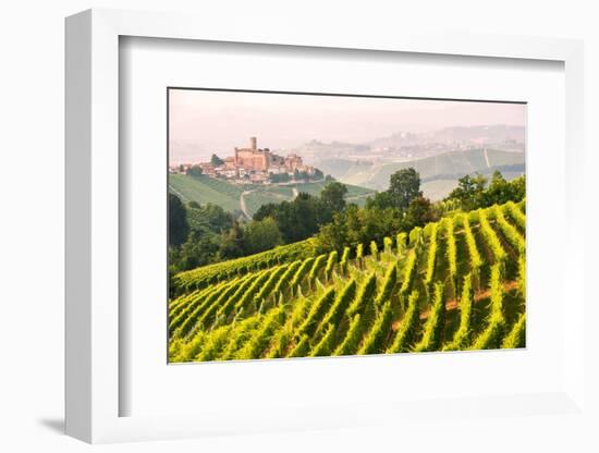 Italy, Piedmont,Cuneo district, Langhe, Castiglione Falletto, the vineyards and the castle of Casti-ClickAlps-Framed Photographic Print