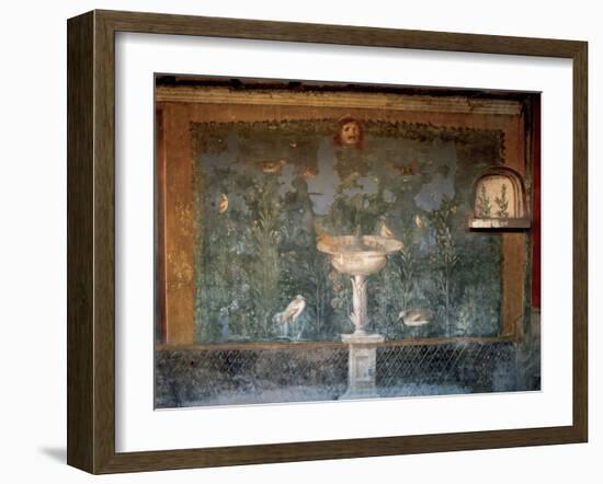 Italy. Pompeii. House of Venus. Fresco. Garden with Birds around the Fountain and Mask. 1st Century-null-Framed Giclee Print