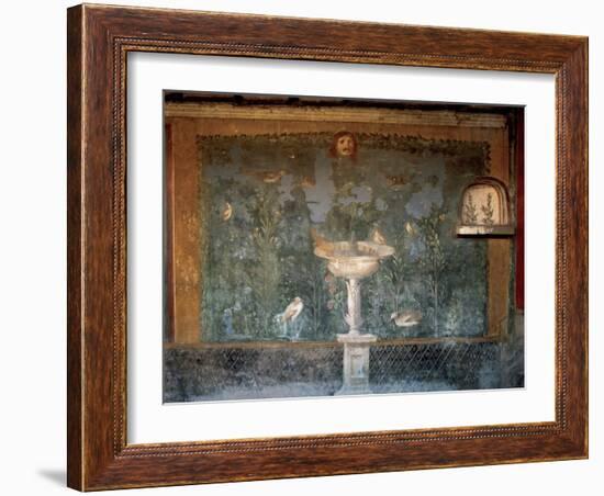 Italy. Pompeii. House of Venus. Fresco. Garden with Birds around the Fountain and Mask. 1st Century-null-Framed Giclee Print