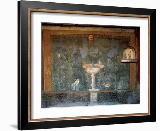 Italy. Pompeii. House of Venus. Fresco. Garden with Birds around the Fountain and Mask. 1st Century-null-Framed Giclee Print