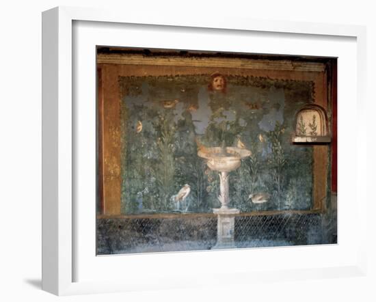Italy. Pompeii. House of Venus. Fresco. Garden with Birds around the Fountain and Mask. 1st Century-null-Framed Giclee Print