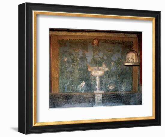 Italy. Pompeii. House of Venus. Fresco. Garden with Birds around the Fountain and Mask. 1st Century-null-Framed Giclee Print