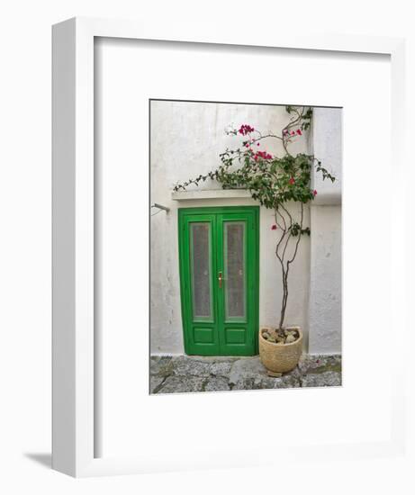 Italy, Puglia, Brindisi, Itria Valley, Ostuni. Green doorway.-Julie Eggers-Framed Photographic Print