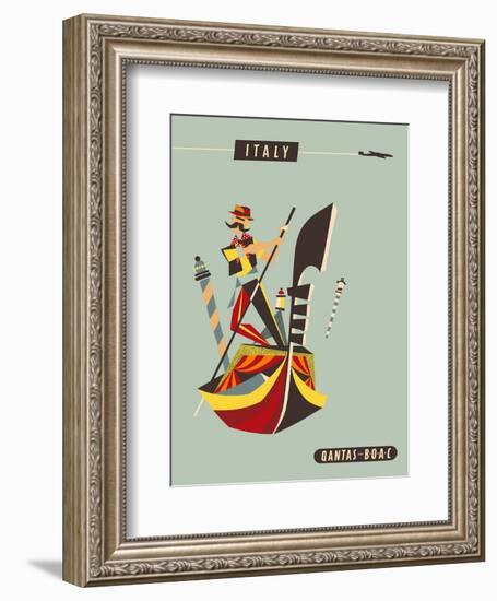 Italy - Qantas and BOAC Airlines - Venice - Gondola-Harry Rogers-Framed Art Print