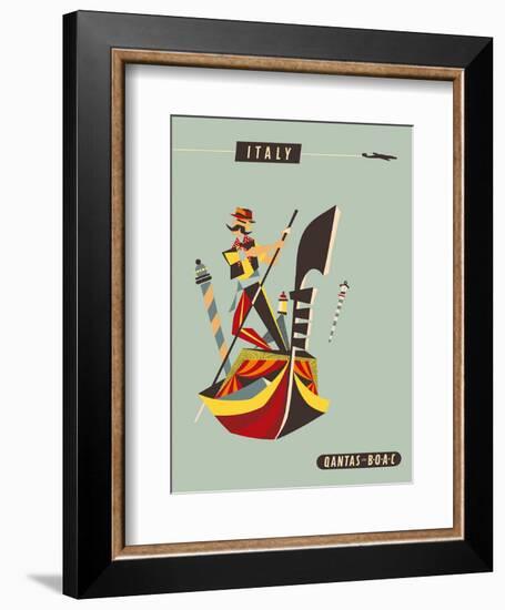 Italy - Qantas and BOAC Airlines - Venice - Gondola-Harry Rogers-Framed Art Print