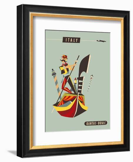 Italy - Qantas and BOAC Airlines - Venice - Gondola-Harry Rogers-Framed Art Print